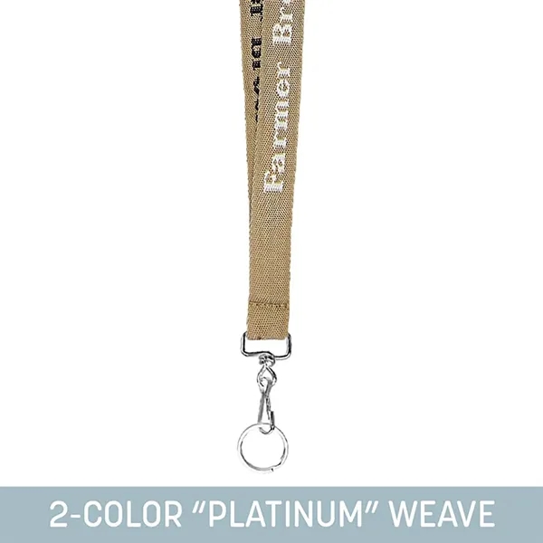 Custom-woven platinum lanyard, 3/4" wide, 17-1/2" long, with assorted colors, ideal... from ASI 92980 WOV-IN® / Universal Strap/Wov-In Line