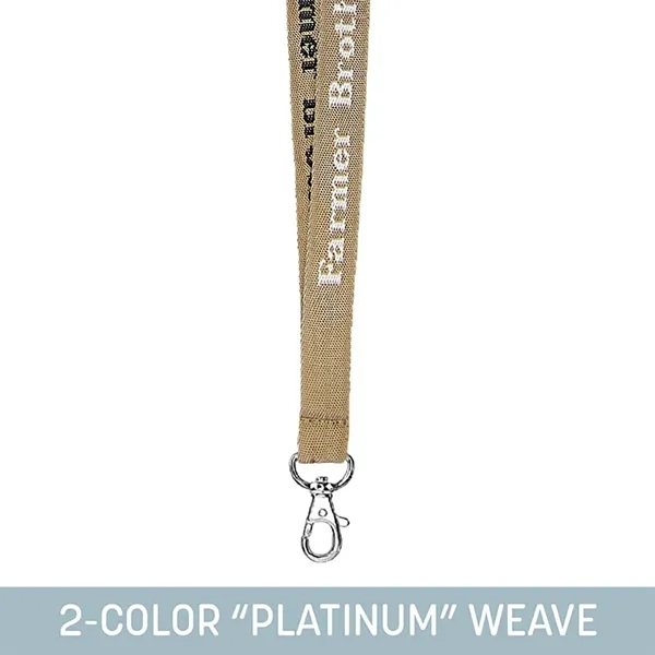 Custom-woven platinum lanyard, 3/4" wide, 17-1/2" long, with assorted colors, ideal... from ASI 92980 WOV-IN® / Universal Strap/Wov-In Line