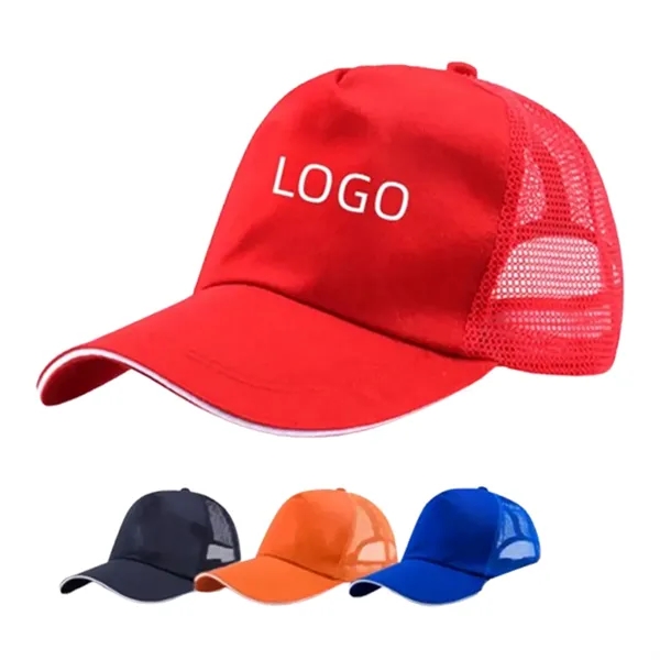 5 panel cotton mesh baseball cap with 1 color silkscreen on... from ASI 37218 Athena Promo (tm)