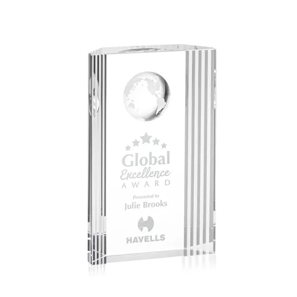 This ridged tower features a globe emblem, symbolic for world class... from ASI 84592 St Regis Group / St Regis