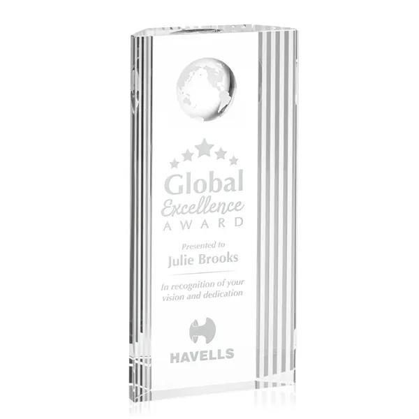 This ridged tower features a globe emblem, symbolic for world class... from ASI 84592 St Regis Group / St Regis