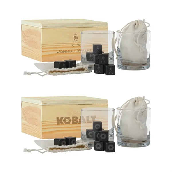 Wooden giftbox with two 8 oz. whiskey glasses and two sets... from ASI 88060 Snugz/USA Inc / SnugZ USA®