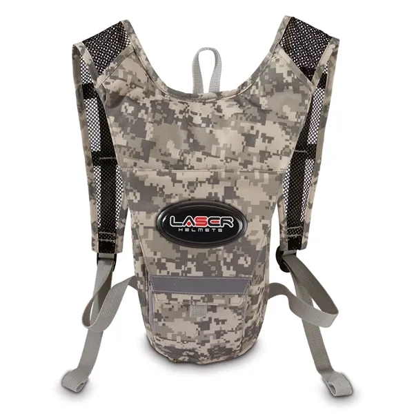 210 Denier nylon fabric digital camo hydration backpack with 1 liter... from ASI 68507 The Magnet Group / The Bag Factory®