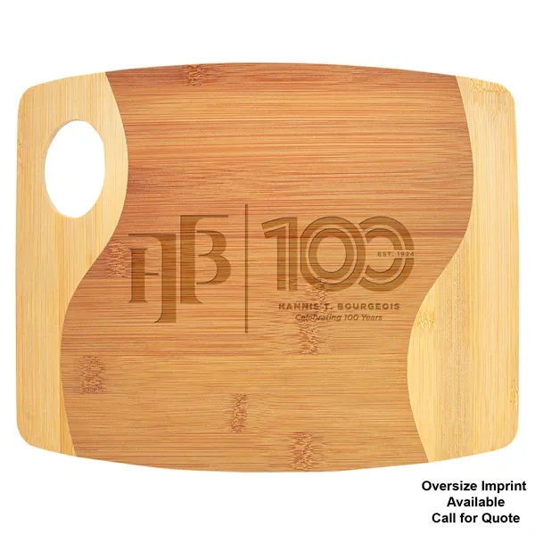 13.75" x 11" x 5/16" two-tone bamboo wood cutting board with... from ASI 74601 Calico