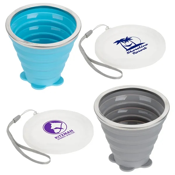 9 oz Collapsible Silicone Cup with Lid... from ASI 36730 Ariel Premium Supply Inc