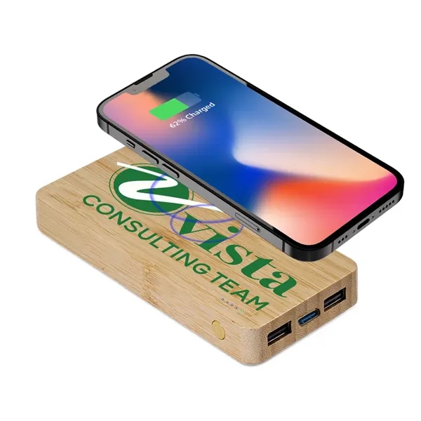 Hayes Street 10000mah Bamboo Power Bank with Wireless Charger is a... from ASI 90154 Sunjoy Group Inc