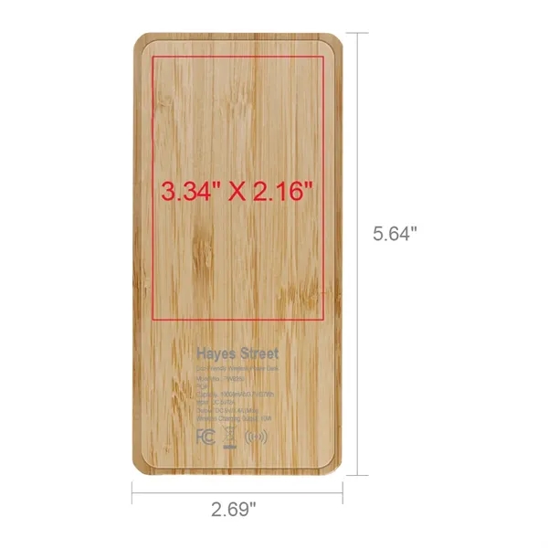 Hayes Street 10000mah Bamboo Power Bank with Wireless Charger is a... from ASI 90154 Sunjoy Group Inc