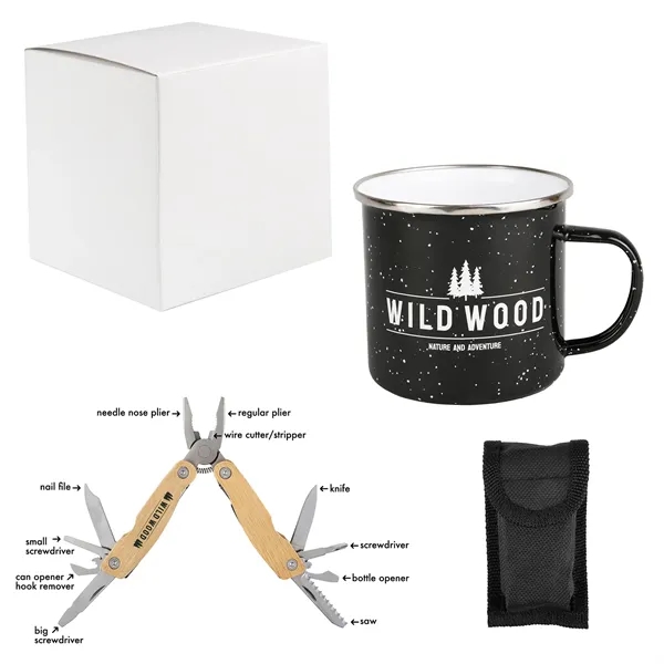 A kit that includes a classic enamel mug with a versatile... from ASI 61966 HPG / Best Promotions USA
