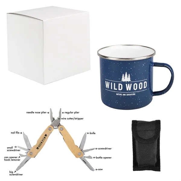 A kit that includes a classic enamel mug with a versatile... from ASI 61966 HPG / Best Promotions USA