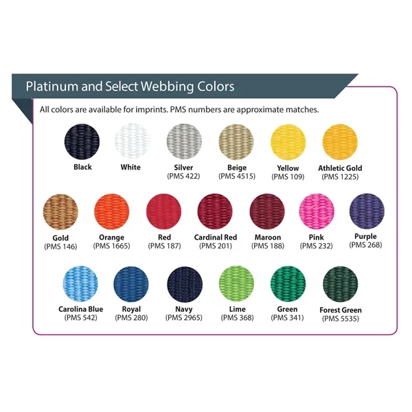 1" woven slip leash with a 1-color imprint and sturdy snap-clip... from ASI 92980 WOV-IN® / Universal Strap/Wov-In Line Promopet