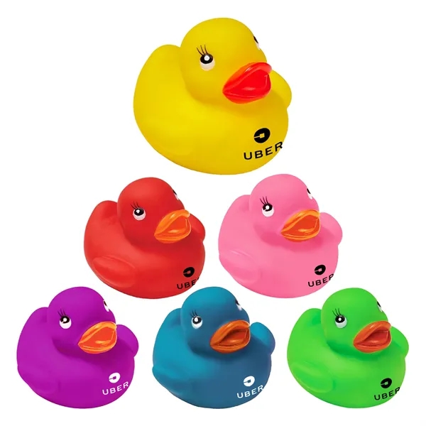 These colorful vinyl ducks are squeezable, float in water (not upright)... from ASI 52710 Lincoln Line