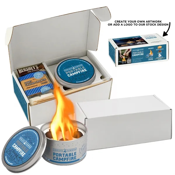 This portable campfire with custom box is reusable w/ 3-5 hours... from ASI 71685 Midnite Snax®