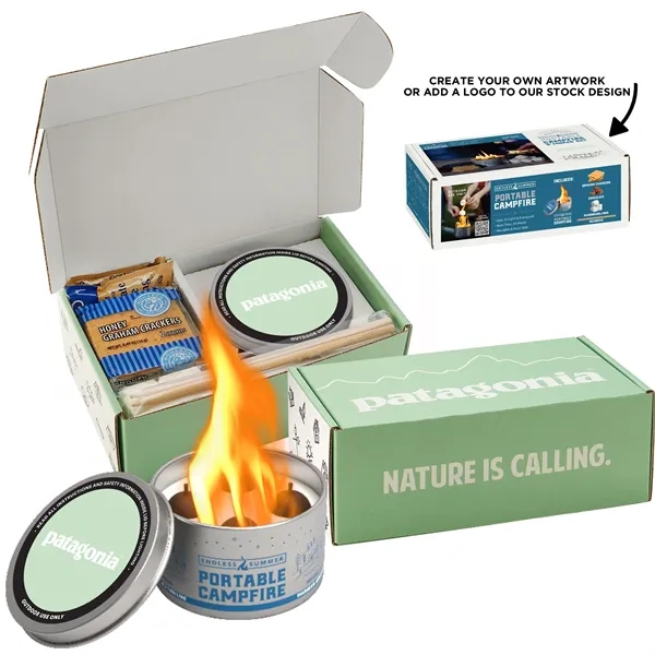 This portable campfire with custom box is reusable w/ 3-5 hours... from ASI 71685 Midnite Snax®