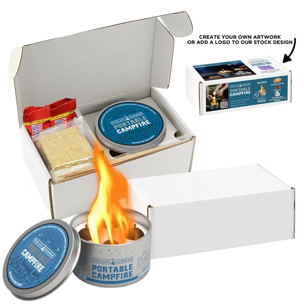This portable campfire with custom box is reusable w/ 3-5 hours... from ASI 71685 Midnite Snax®