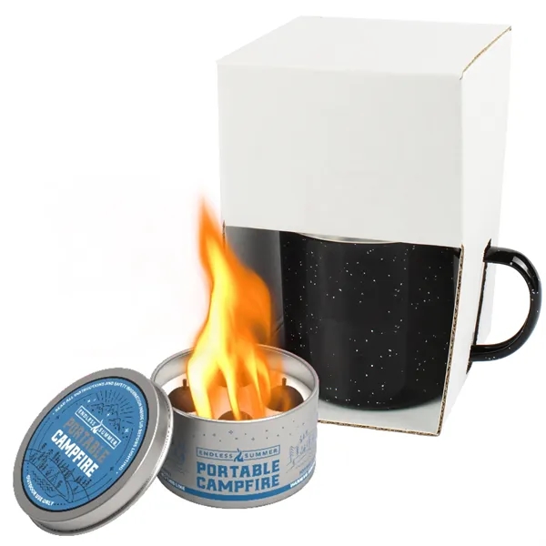 16 oz Speckled camping mug with portable campfire.... from ASI 71685 Midnite Snax® / Promo Revolution