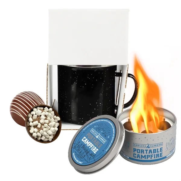 16 oz speckled camping mug with portable campfire and a mega... from ASI 71685 Midnite Snax® / Promo Revolution