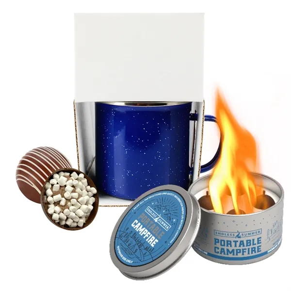 16 oz speckled camping mug with portable campfire and a mega... from ASI 71685 Midnite Snax® / Promo Revolution