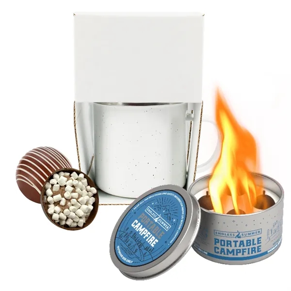 16 oz speckled camping mug with portable campfire and a mega... from ASI 71685 Midnite Snax® / Promo Revolution