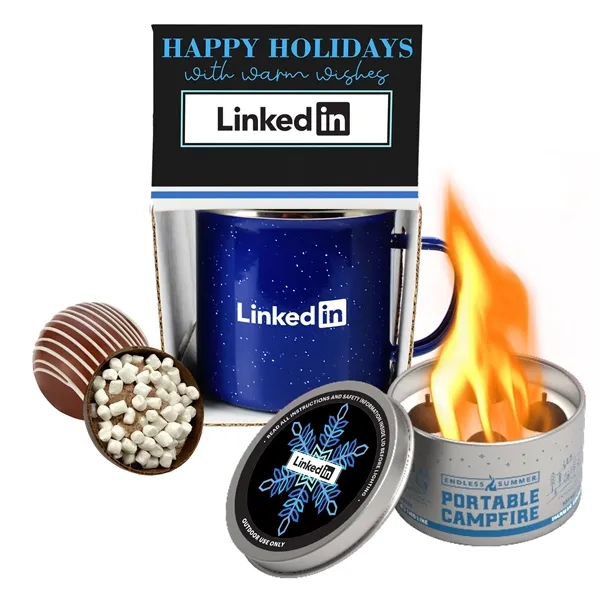 16 oz speckled camping mug with portable campfire and a mega... from ASI 71685 Midnite Snax® / Promo Revolution