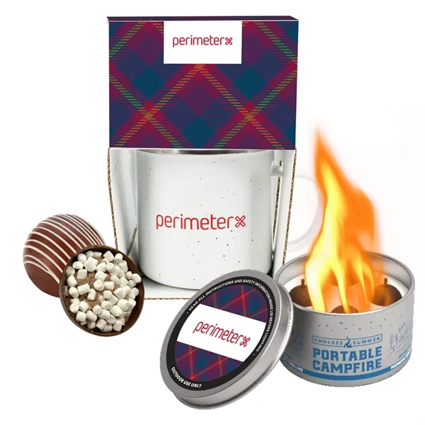 16 oz speckled camping mug with portable campfire and a mega... from ASI 71685 Midnite Snax® / Promo Revolution