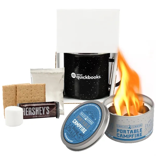 16 oz. Speckled camping mug with portable campfire, hot chocolate packet... from ASI 71685 Midnite Snax® / Promo Revolution