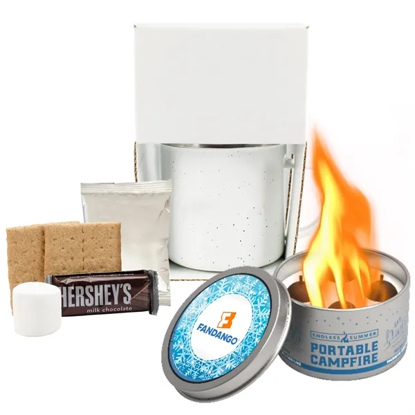 16 oz. Speckled camping mug with portable campfire, hot chocolate packet... from ASI 71685 Midnite Snax® / Promo Revolution