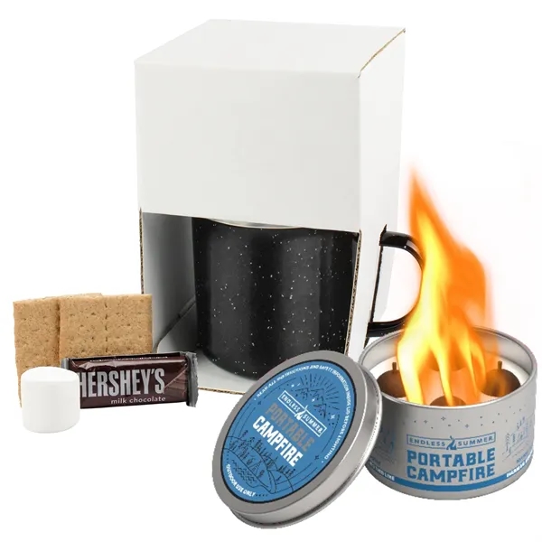 16 oz speckled camping mug with portable campfire and single serve... from ASI 71685 Midnite Snax® / Promo Revolution