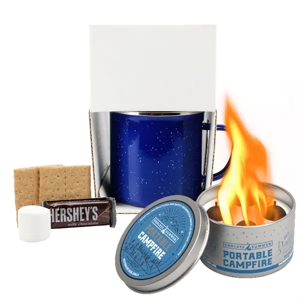 16 oz speckled camping mug with portable campfire and single serve... from ASI 71685 Midnite Snax® / Promo Revolution
