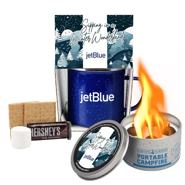 16 oz speckled camping mug with portable campfire and single serve... from ASI 71685 Midnite Snax® / Promo Revolution