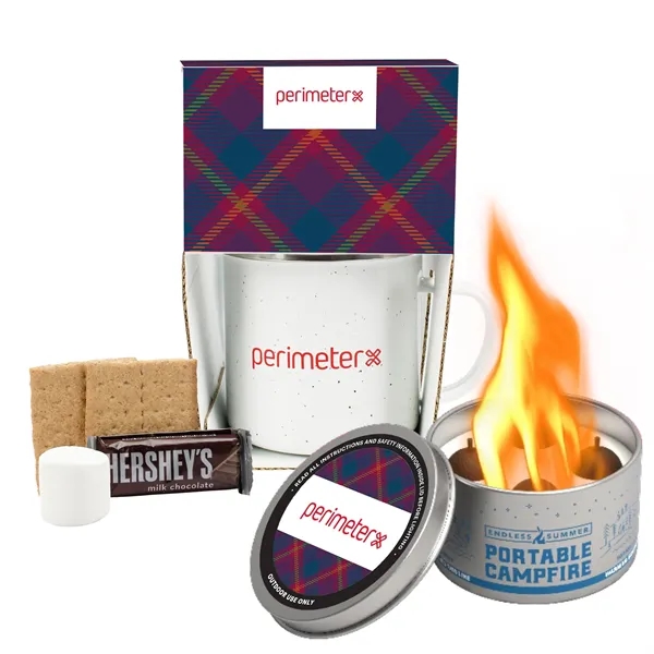 16 oz speckled camping mug with portable campfire and single serve... from ASI 71685 Midnite Snax® / Promo Revolution