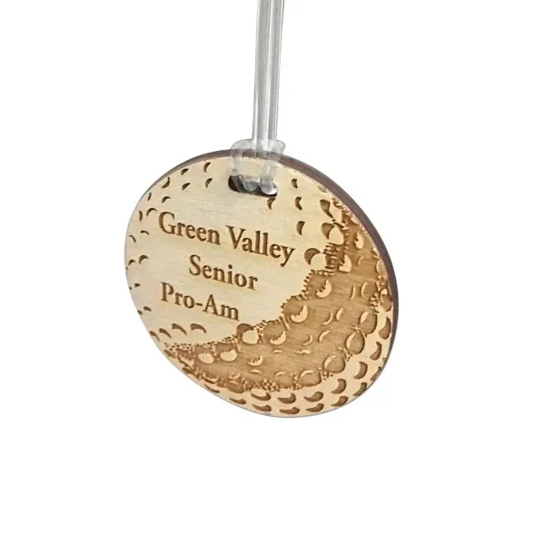 Laser etched graphic on a 1/4" birch bag tag.... from ASI 72521 Morris Magnets