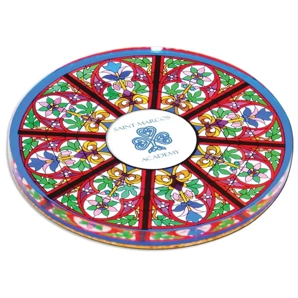 Coaster made with a 1/4" thick sheet of clear acrylic covering... from ASI 72521 Morris Magnets / Laser Cuts