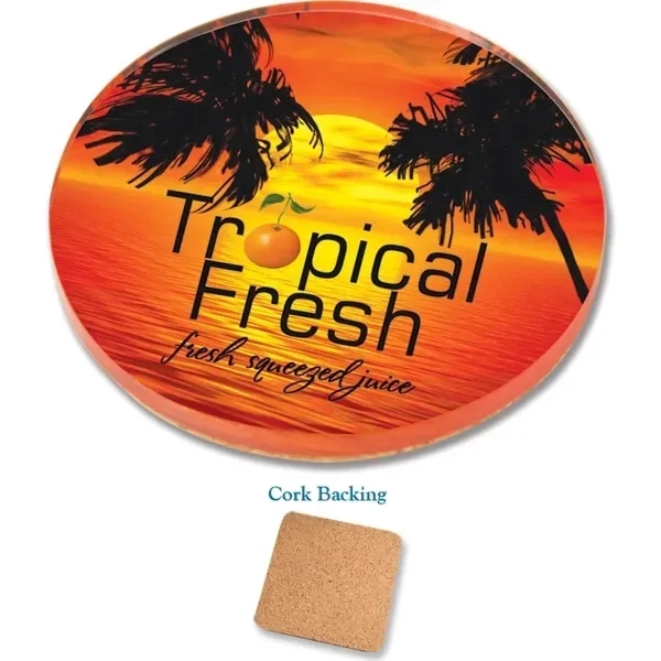 Coaster made with a 1/4" thick sheet of clear acrylic covering... from ASI 72521 Morris Magnets / Laser Cuts