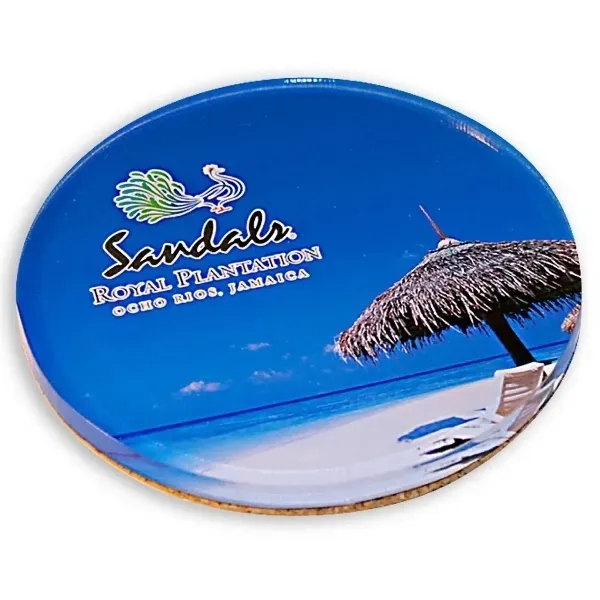 Coaster made with a 1/4" thick sheet of clear acrylic covering... from ASI 72521 Morris Magnets / Laser Cuts