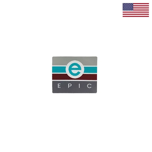 Custom woven sticker-decal, with 3M pressure-sensitive, non-permanent adhesive backing.... from ASI 92980 WOV-IN® / Universal Strap/Wov-In Line