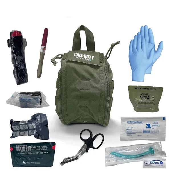 Trauma kit with straps, pockets, tourniquet, and trauma dressing.... from ASI 84514 Safety Made