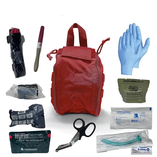 Trauma kit with straps, pockets, tourniquet, and trauma dressing.... from ASI 84514 Safety Made