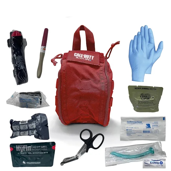 Trauma kit with straps, pockets, tourniquet, and trauma dressing.... from ASI 84514 Safety Made