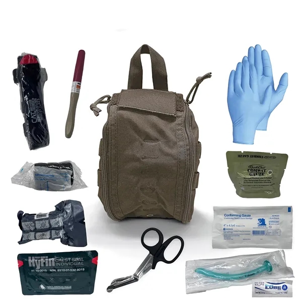 Trauma kit with straps, pockets, tourniquet, and trauma dressing.... from ASI 84514 Safety Made