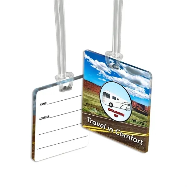 Customizable acrylic write-on luggage bag tags (4-9 sq. inches).... from ASI 72521 Morris Magnets / Laser Cuts