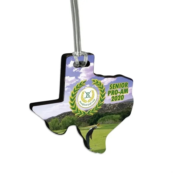 Customizable recycled wood luggage bag tags using full color ultra vivid... from ASI 72521 Morris Magnets / Laser Cuts