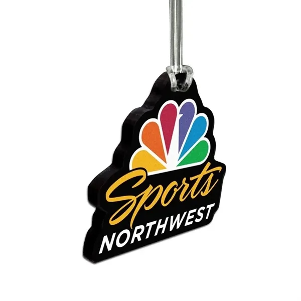 Customizable recycled wood luggage bag tags using full color ultra vivid... from ASI 72521 Morris Magnets / Laser Cuts