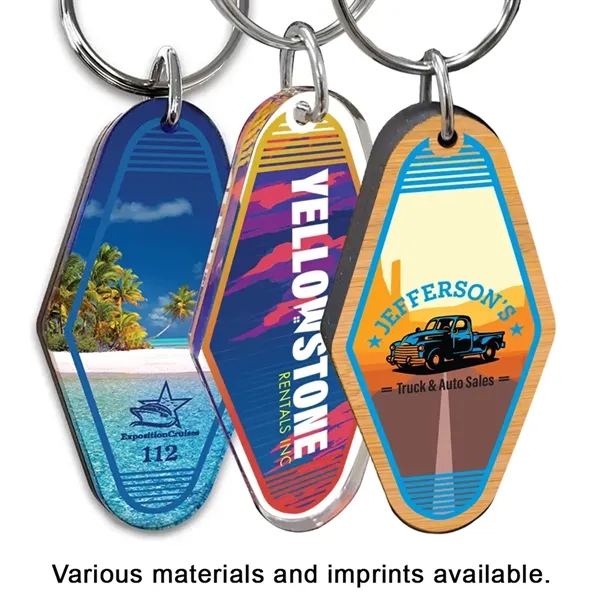 1/4" Vintage Recycled Wood Motel keychain Hotel Key Tag... from ASI 72521 Morris Magnets / Laser Cuts