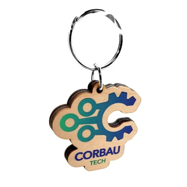 Customizable birch wood keychain with a 1" split ring.... from ASI 72521 Morris Magnets / Laser Cuts