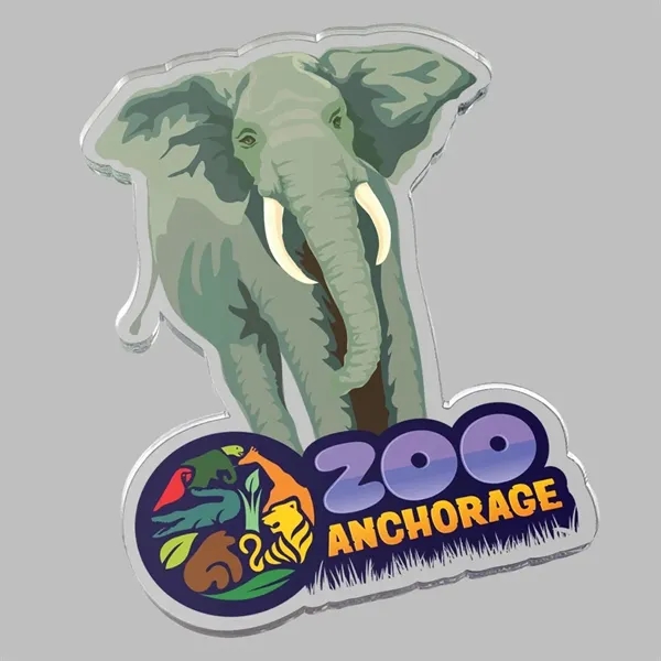 Custom shaped, 1/4" thick acrylic plastic magnets with full color imprinting;... from ASI 72521 Morris Magnets / Laser Cuts