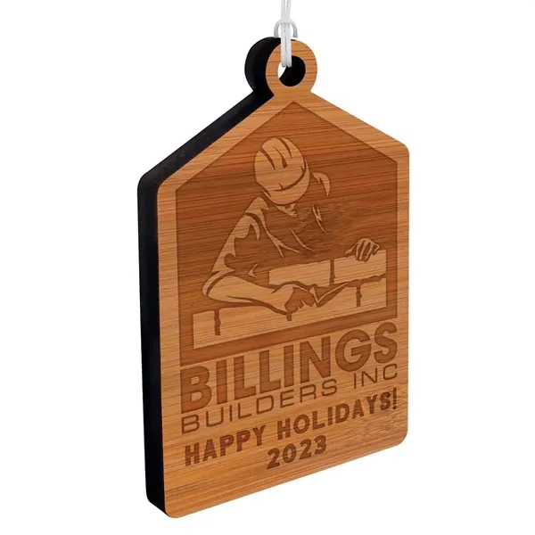 Bamboo ornaments with laser etching of your graphic over 5/16" bamboo... from ASI 72521 Morris Magnets / Laser Cuts