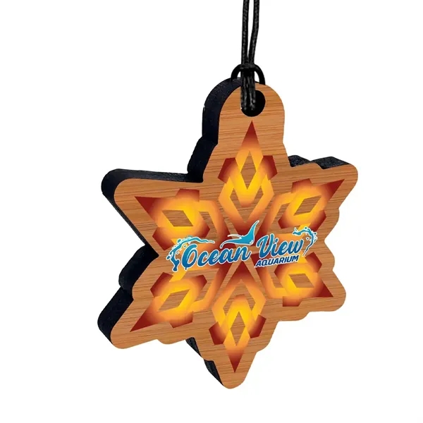 5/8" thick bamboo ornament with UV color printed graphic and decorative... from ASI 72521 Morris Magnets / Laser Cuts