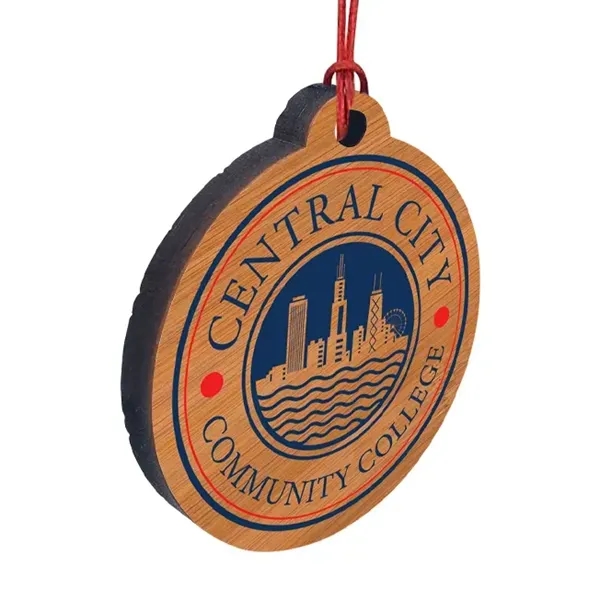 5/8" thick bamboo ornament with UV color printed graphic and decorative... from ASI 72521 Morris Magnets / Laser Cuts