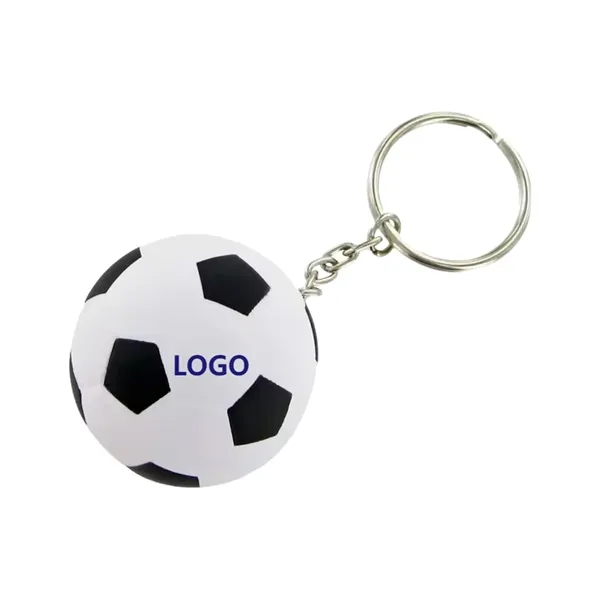 PU football shaped stress reliever keychain with 1 color silkscreen imprint... from ASI 37218 Athena Promo (tm)
