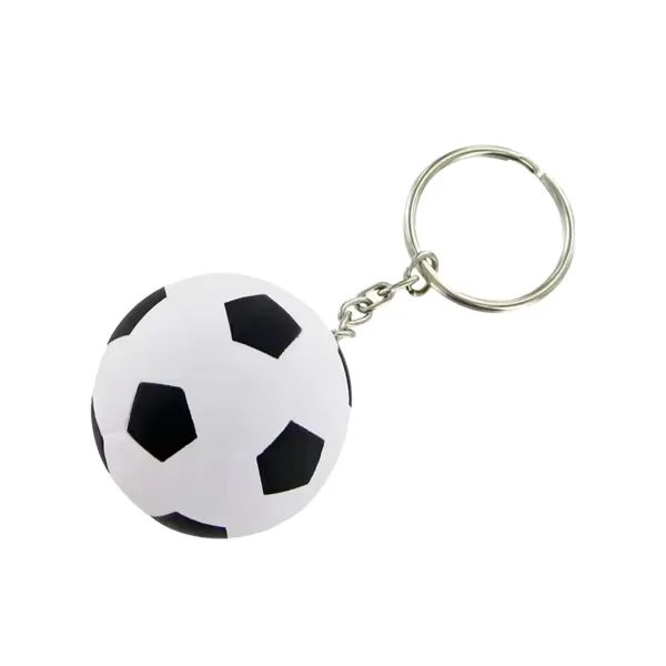 PU football shaped stress reliever keychain with 1 color silkscreen imprint... from ASI 37218 Athena Promo (tm)